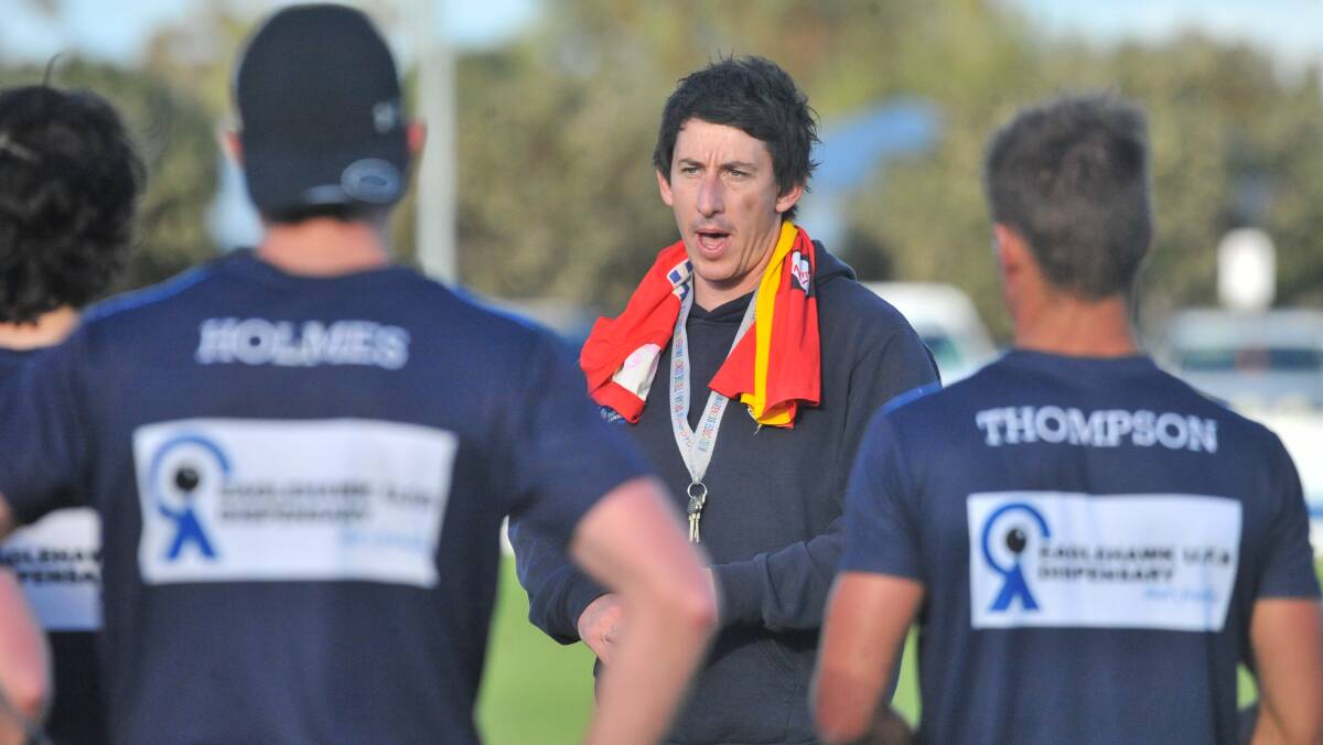 Eaglehawk coach Travis Matheson during a training session at Canterbury Park earlier in the pre-season. Pictures by Adam Bourke