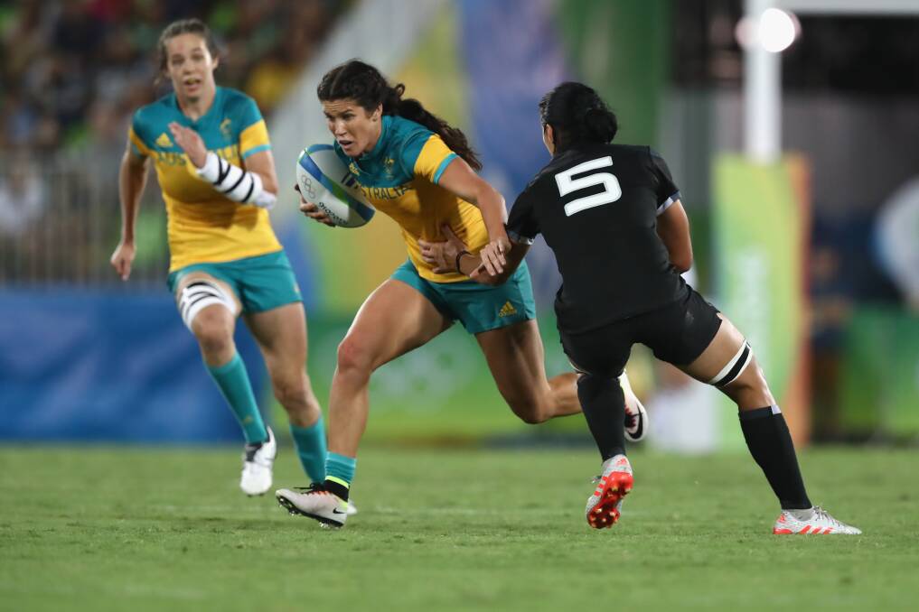Charlotte Caslick in action in the Rio gold medal game against New Zealand. Picture: GETTY IMAGES