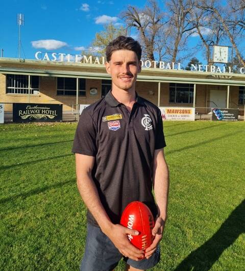 BLACK AND WHITE: Bailey Henderson will return "home" to Castlemaine for the 2022 BFNL season. Picture: CASTLEMAINE FOOTBALL CLUB