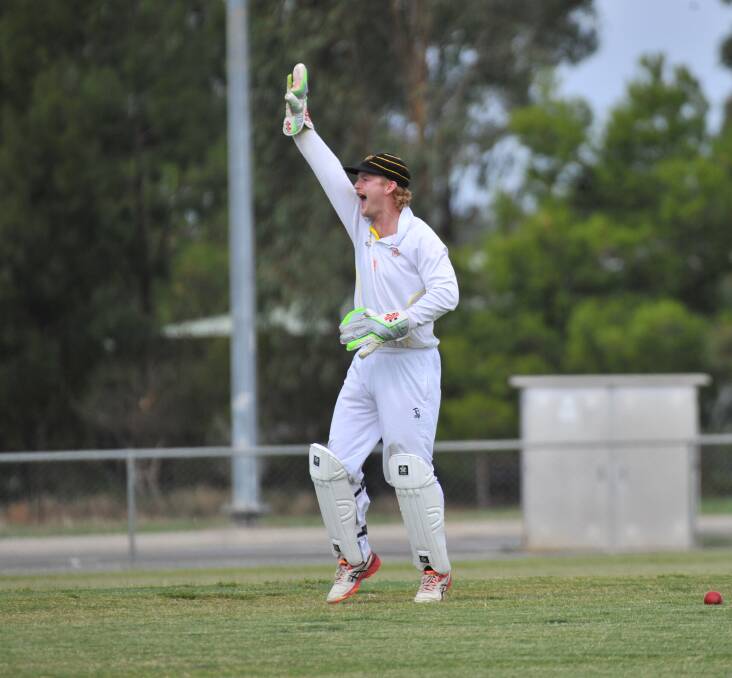 United keeper Mac Whittle appeals for a wicket. Picture: ADAM BOURKE