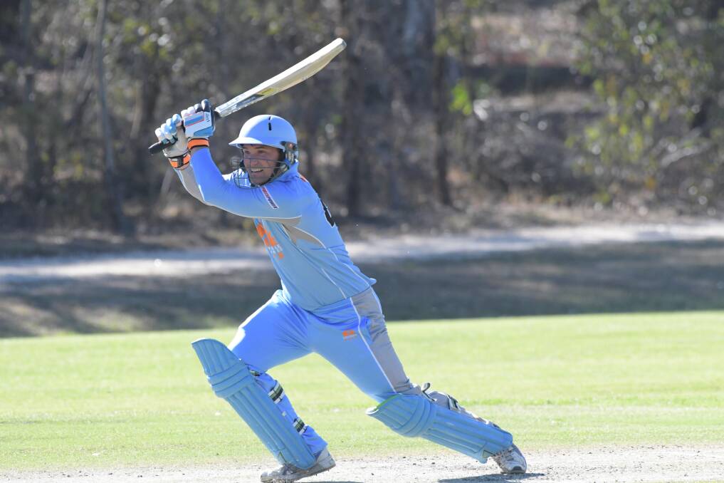 MAN OF THE MATCH: Strathdale's Cam Taylor hits a boundary in his innings of 39 off 23 balls. Picture: NONI HYETT