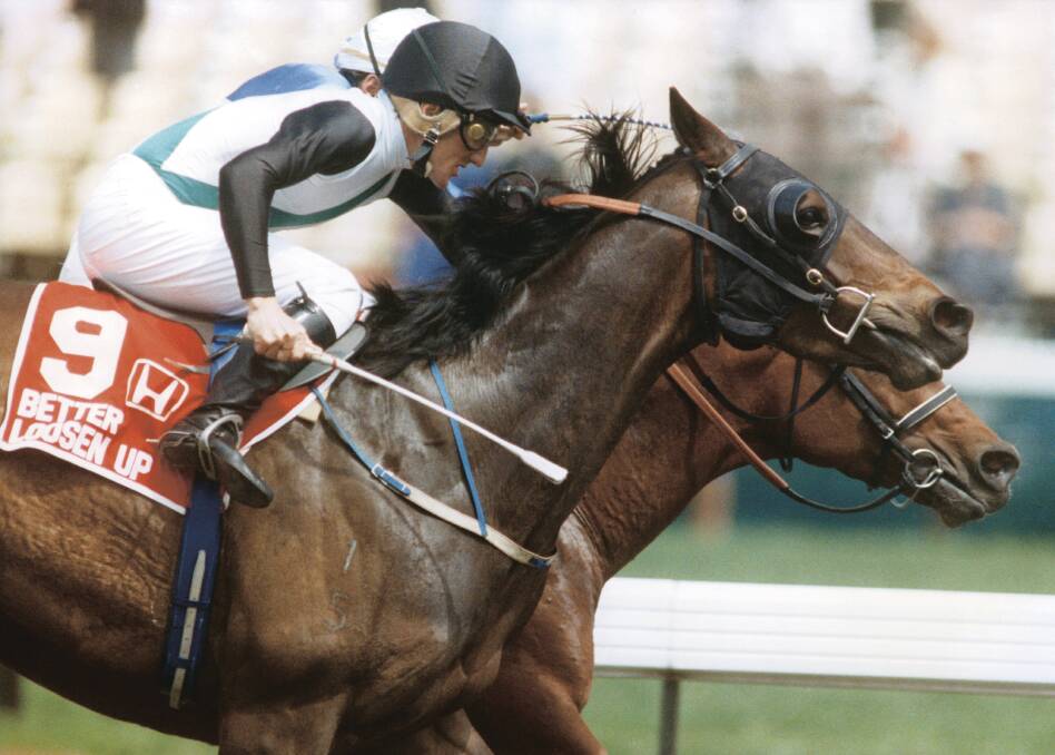 CHAMPION: Better Loosen Up winning the 1989 Honda Stakes at Flemington. The race is now known as the Emirates Stakes. Picture: FAIRFAX MEDIA