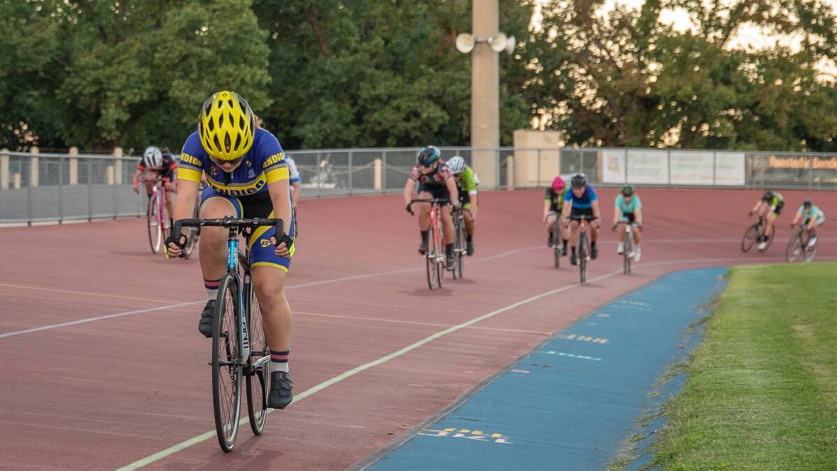 Addison Torr sprints to victory in the DCK Real Estate Crystal Classic women's wheelrace (1000m). Picture: RICHARD BAILEY