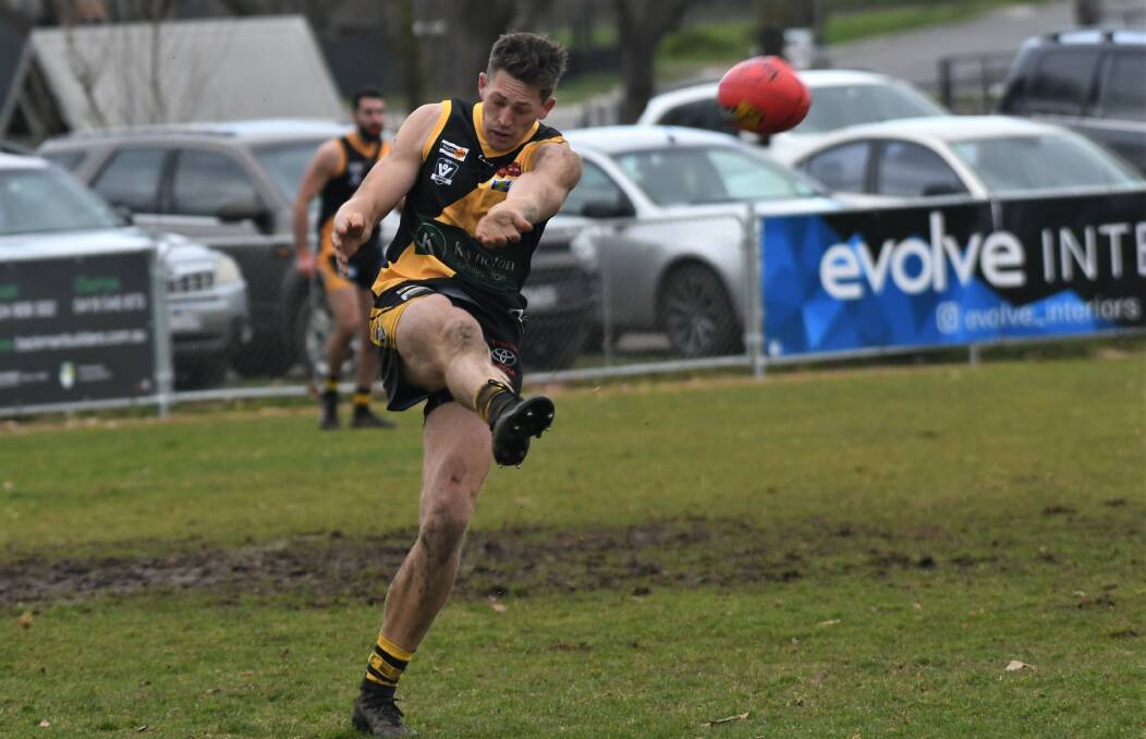 TIME TO ATTACK: Kyneton acting captain Harrison Huntley. Picture: ADAM BOURKE