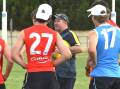 Bendigo Pioneers' coach Danny O'Bree talks to his players during pre-season training. Picture by Adam Bourke