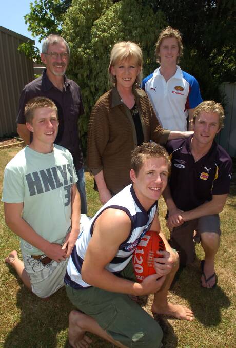FLASHBACK: November 26, 2006, the day Joel Selwood was drafted by Geelong. Joel with his brothers Scott, Troy and Adam, plus parents Bryce and Maree.