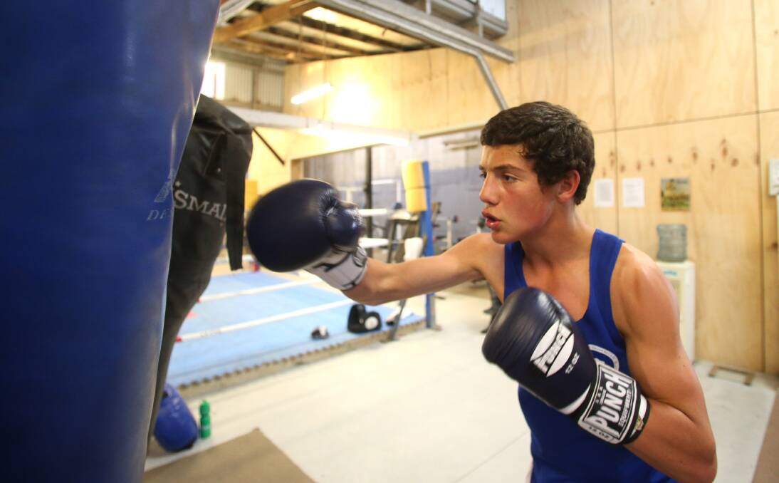 Jye Caldwel, aged 13, working on his boxing at HitFactory.