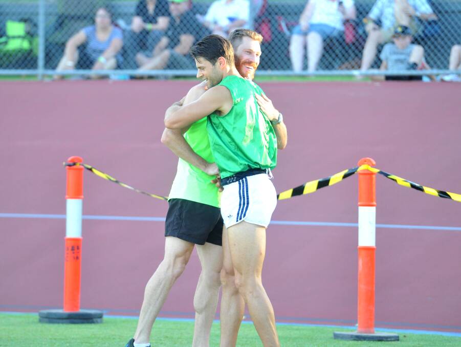 WELL DONE: Dean Dobric is congratulated after his sprint final win.
