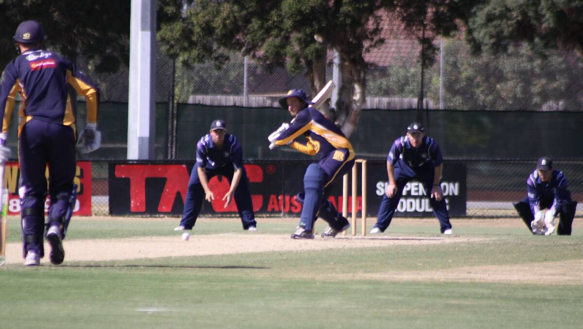 Jake Klemm on his way to a century against Ballarat. Picture: TRAVIS HARLING
