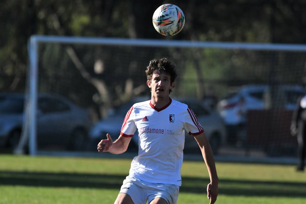 GOOD DAY: Tatura's Aaron Niglia opened the scoring against Spring Gully United. 