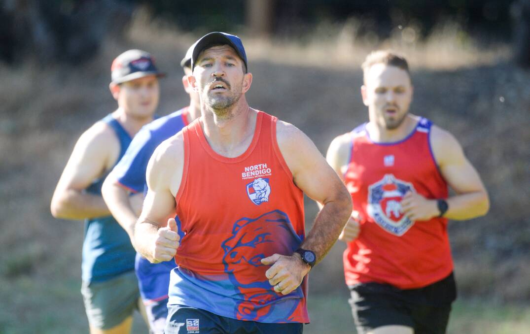 LEADER: Aarryn Craig out in front at North Bendigo training. Picture: DARREN HOWE