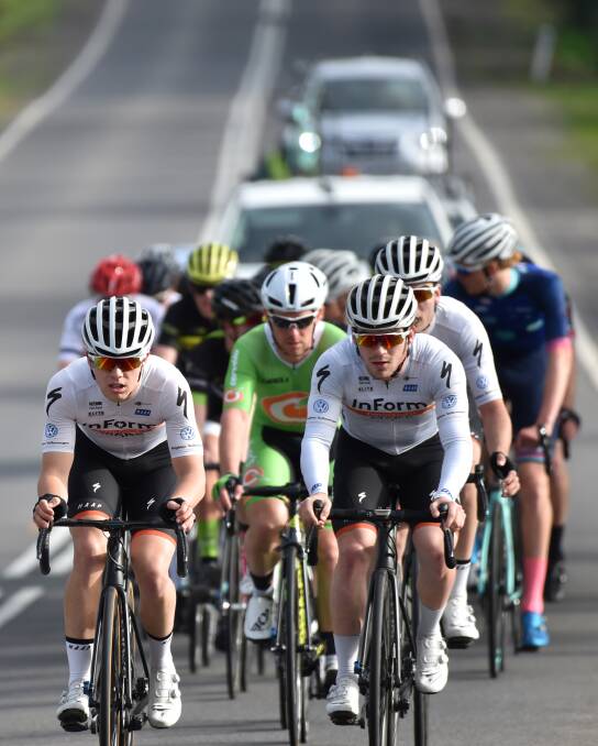 The peleton chase down the leaders in stage three. Picture: GLENN DANIELS