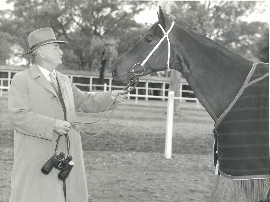WINNING COMBINATION: George Daniel and Sailor's Guide at the Bendigo Jockey Club in 1958 before the horse left for the United States.