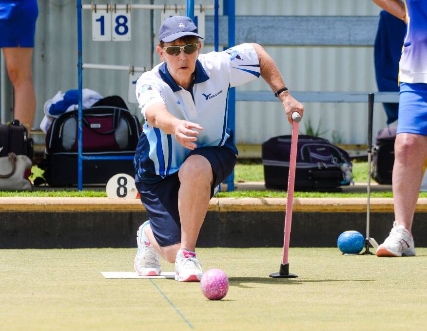 Kaye Rowe helped Eaglehawk to a big win over Golden Square in midweek pennant bowls. Picture: DARREN HOWE