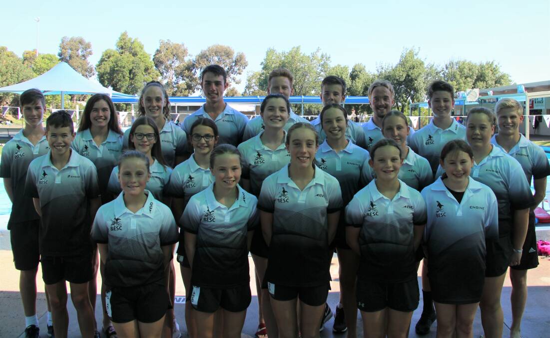 Bendigo East swimmers that competed at the Country Championships. Back: Hunter Boswell, Emily Kearns, Layla Day, Ziggy Lau, James Kealy, Cameron Jordan, Bryce Schubert, Harry Downing, Thomas Hawke. Middle: Nicholas Kearns, Veda Haines, Claudia Mountjoy, Varlee Nihill, Zalli Lau, Ella Downing, Olivia Boef. Front: April Downing, Zara Paul, Milla Tzaros, Riley Sterenberg, Lily-May Kirby.