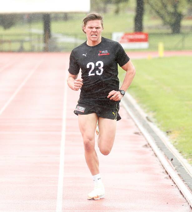 Cooper Hamilton on his way to a stunning 2km time-trial at the regional draft combine. Picture: AFL PHOTOS