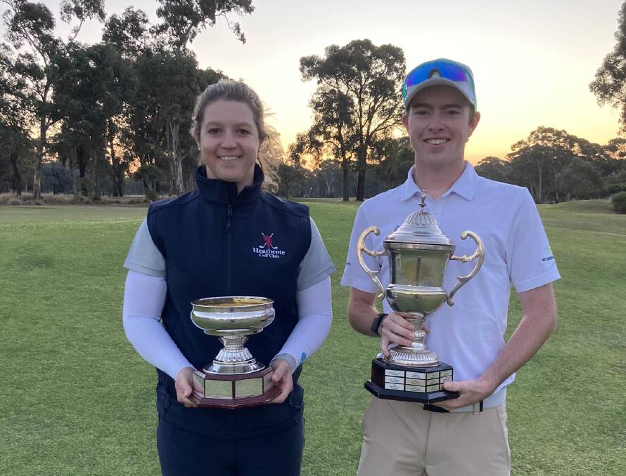Stephanie Hester and Flynn Anderson are the Golf Central Victoria district champions for 2024. Picture contributed