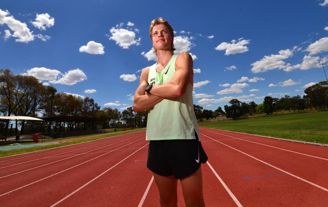 Archie Reid ran a slick time in the Victorian 5000m open track championship. Picture: DARREN HOWE