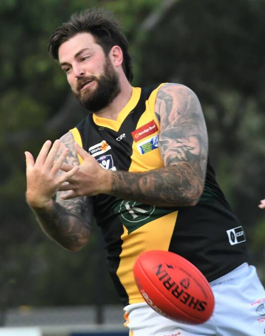 Ryan Pretty kicked four goals for Kyneton against the Bloods. Picture: ADAM BOURKE