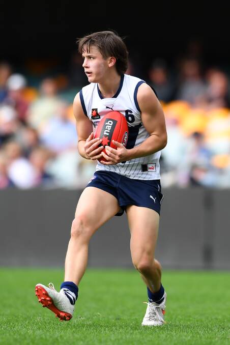 Noah Long impressed for Victoria Country at the national under-18 titles, kicking three goals against Western Australia. Picture by Getty Images