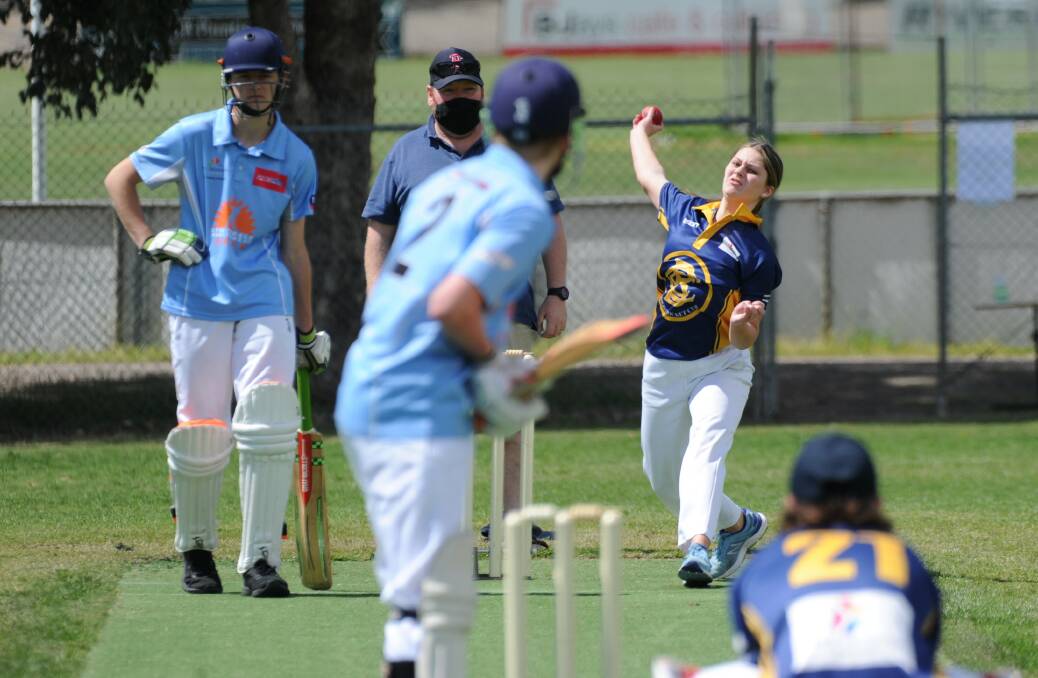 SEAM UP: Bendigo under-16A bowler Holly Ryan looks to take a wicket against Strathdale-Maristians. Picture: ADAM BOURKE