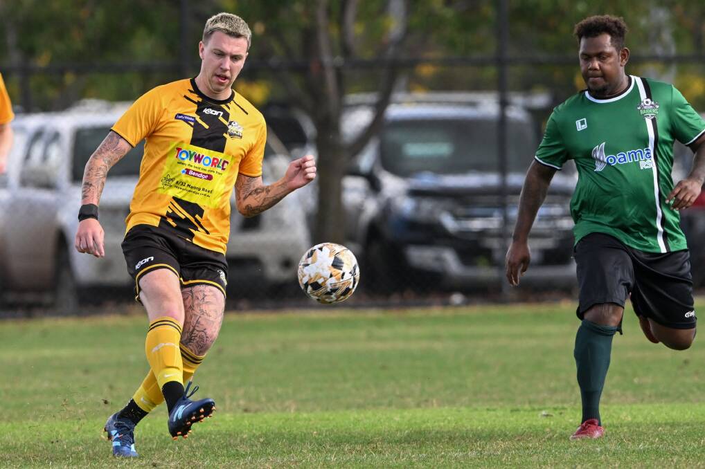 Strathfieldsaye Colts United's Zac Mills in action against Border Raiders. Picture by Darren Howe