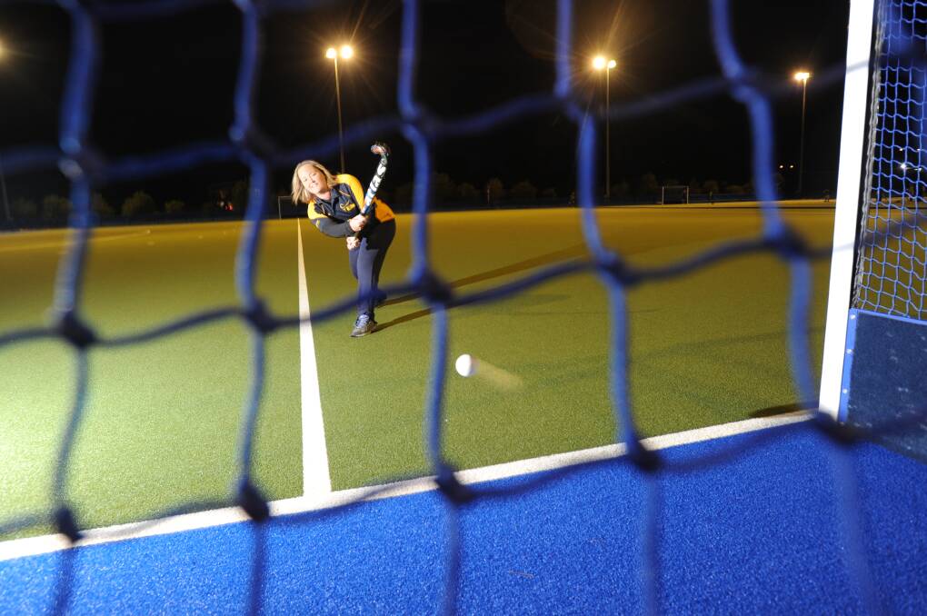 GOAL MACHINE: Sally Anderson shows the skills that have made her one of Hockey Central Victoria's greatest players. Picture: NONI HYETT