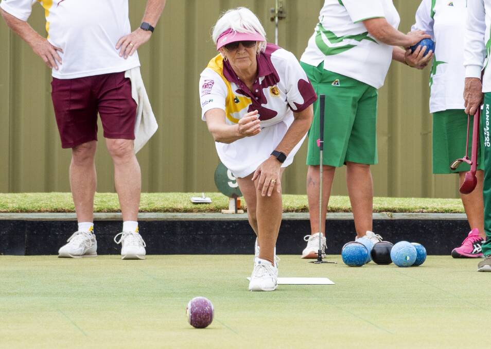GREAT DAY: Woodbury's Helen Tuck bowls in her side's upset win over Kangaroo Flat. Pictures: DARREN HOWE