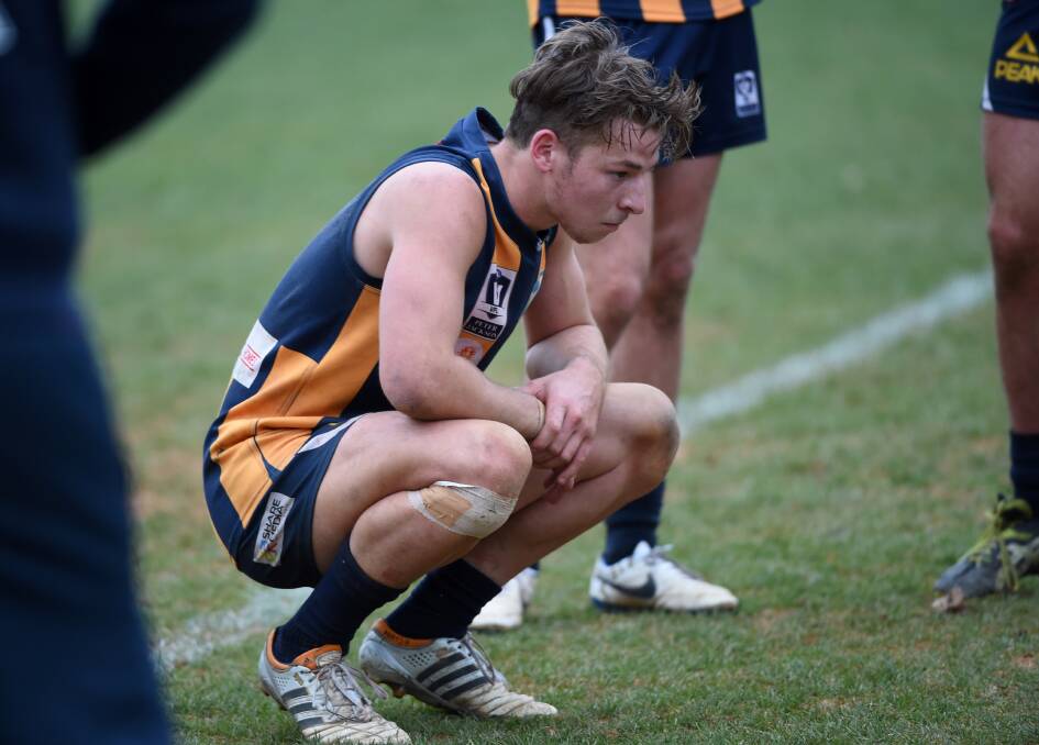 Jake Aarts after the Bendigo Gold suffered a gut-wrenching five-point loss to Northern Blues in 2014.