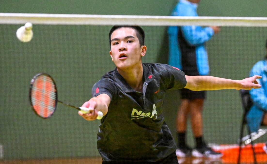 Jordan Yang in action at the 2023 national badminton titles in Bendigo. Picture by Darren Howe