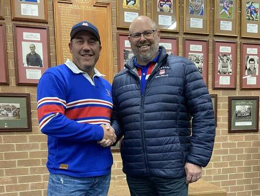 Rob Waters with new Gisborne coach Brad Fox. Picture by Gisborne FNC