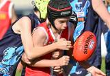 South Bendigo hosted Eaglehawk in the opening grading games for under-14s in the Bendigo Junior Football League. Pictures by Darren Howe