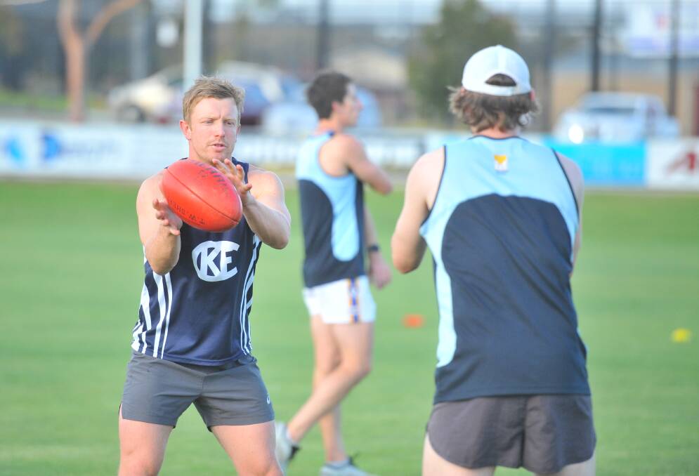 Eaglehawk recruit Ryan Gillingham at the Borough's first training session on Monday night. Picture: ADAM BOURKE