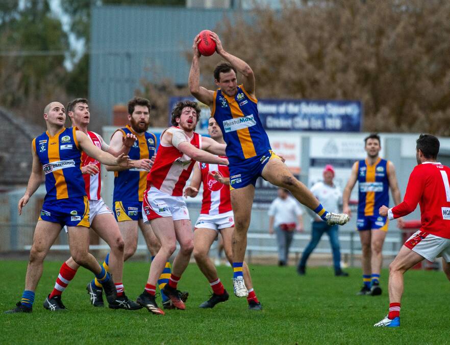 GOOD DAY: Golden Square midfielder Ryan Hartley was one of his side's best players in the win over South Bendigo. Pictures: PETER WEAVING