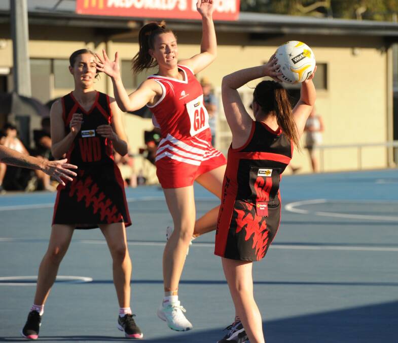 Action from the White Hills versus Elmore A-grade netball game in April.