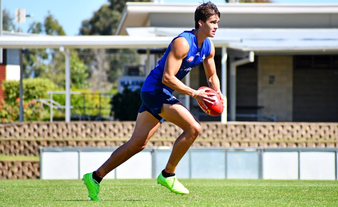 BACK ON DECK: Flynn Perez is showing some encouraging signs on the training track for North Melbourne. Picture: NMFC