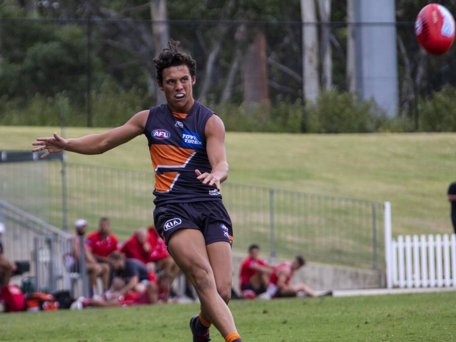 Jye Caldwell in action for the Giants in a pre-season game. Picture: Ryan Miller/GWS GIANTS