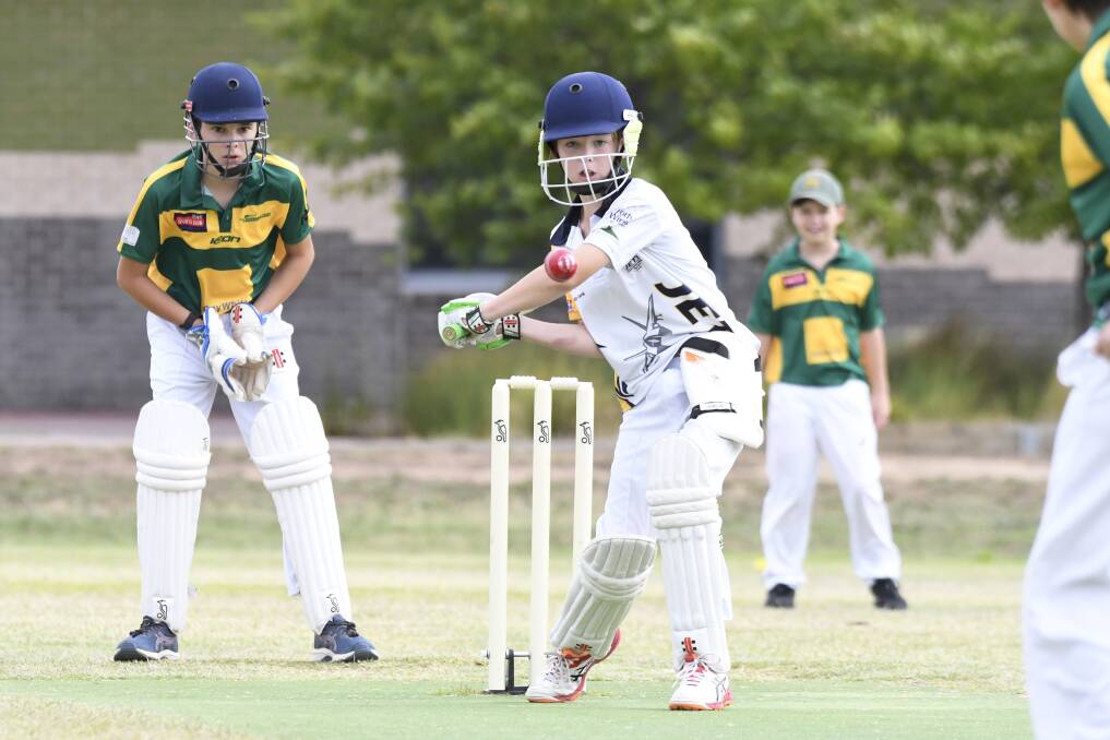 ON THE ATTACK: Strathfieldsaye under-12 batsman Ayden Hand.