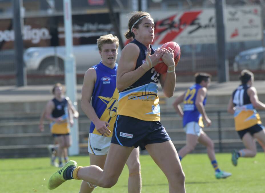 Flynn Perez playing for the Bendigo Pioneers in 2018.