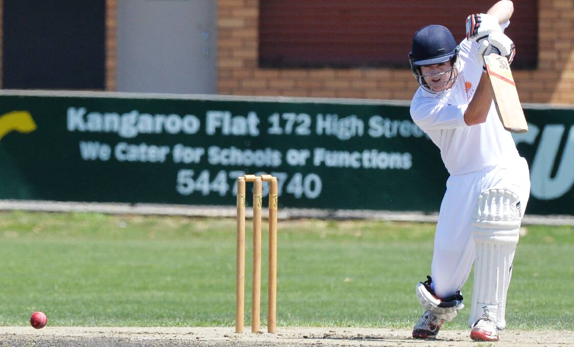 GOING PLACES: Jack Neylon blasts a cover drive for Strathdale-Maristians. Picture: DARREN HOWE