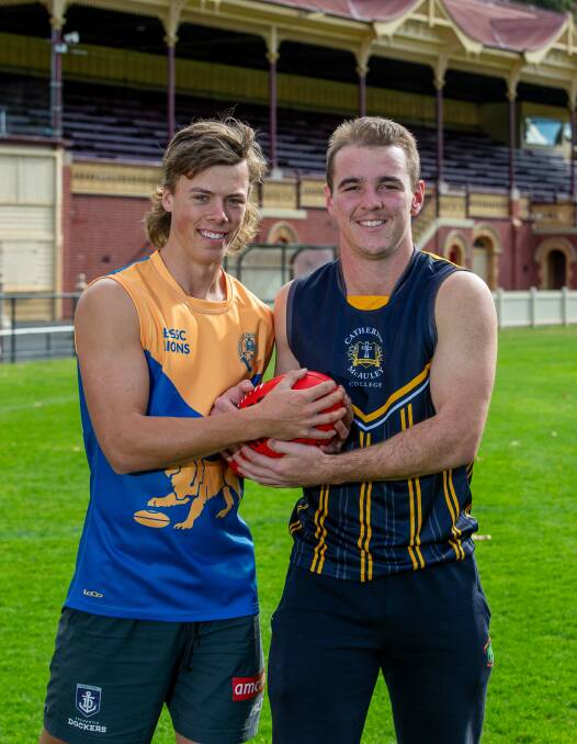 ONE-ON-ONE: BSSC's Ricky Monti and CMC's Harry Welch ahead of Wednesday's footy clash at the QEO. Picture: PETER WEAVING
