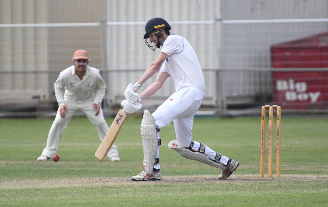 Golden Square's Scott Trollope plays a cover drive