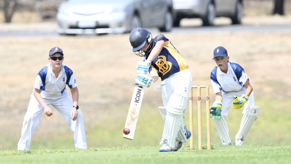 BDCA under-14 batsman Henry Edwards in his inng=ings of 33 against Seymour on Wednesday. Picture: NONI HYETT