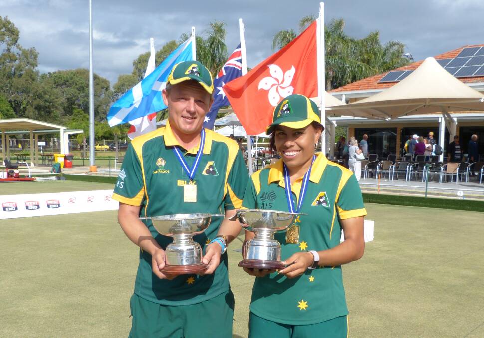 Lee Schraner and Kylie Whitehead made it an Australian double in the World Singles Champion of Champions. Picture: David Allen/World Bowls