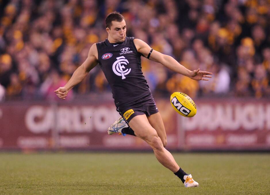 Jaryd Cachia in one of his 14 games for Carlton in 2013. Picture: THE AGE