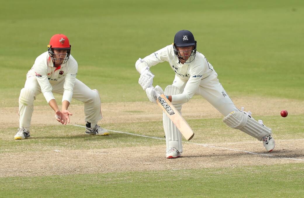 WELL PLAYED: Todd Murphy during his fine innings of 34 on debut for Victoria against South Australia at the Junction Oval. Picture: GETTY IMAGES