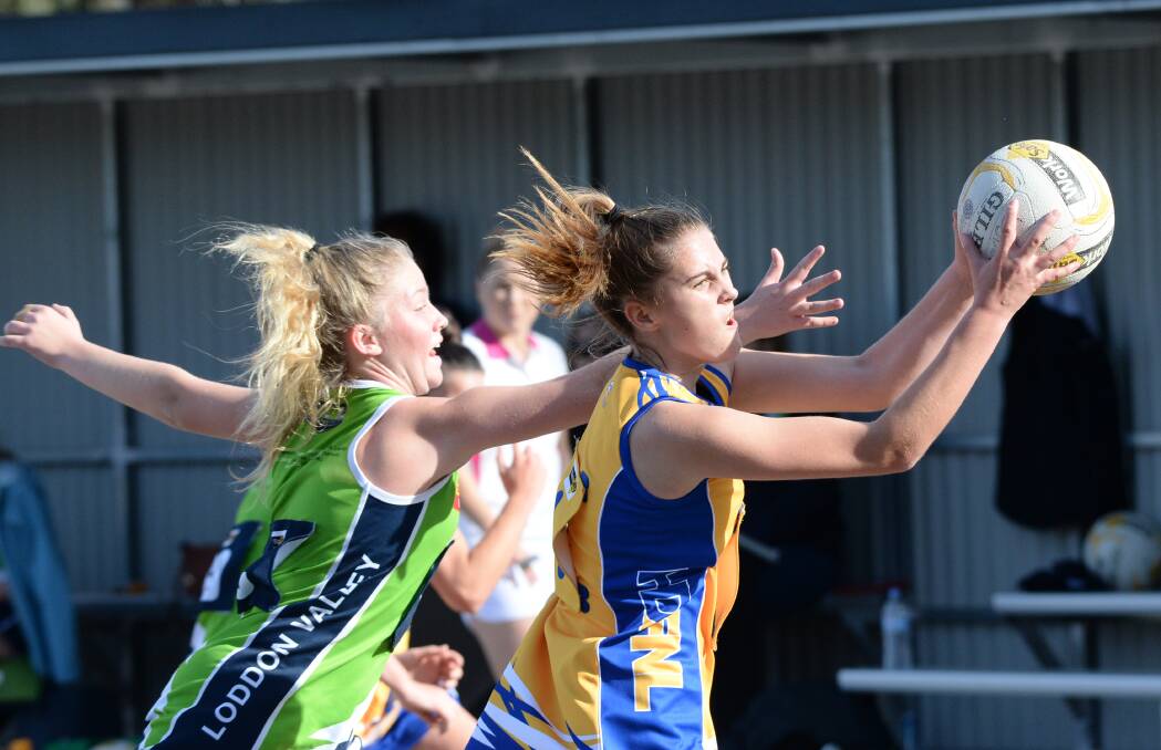GREAT GAME: Action from the HDFNL versus LVFNL 15-and-under netball match at Marist College. Picture: DARREN HOWE