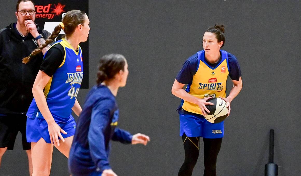 Kelsey Griffin goes through her paces at Bendigo Spirit training ahead of her return to WNBL action. Picture by Brendan McCarthy