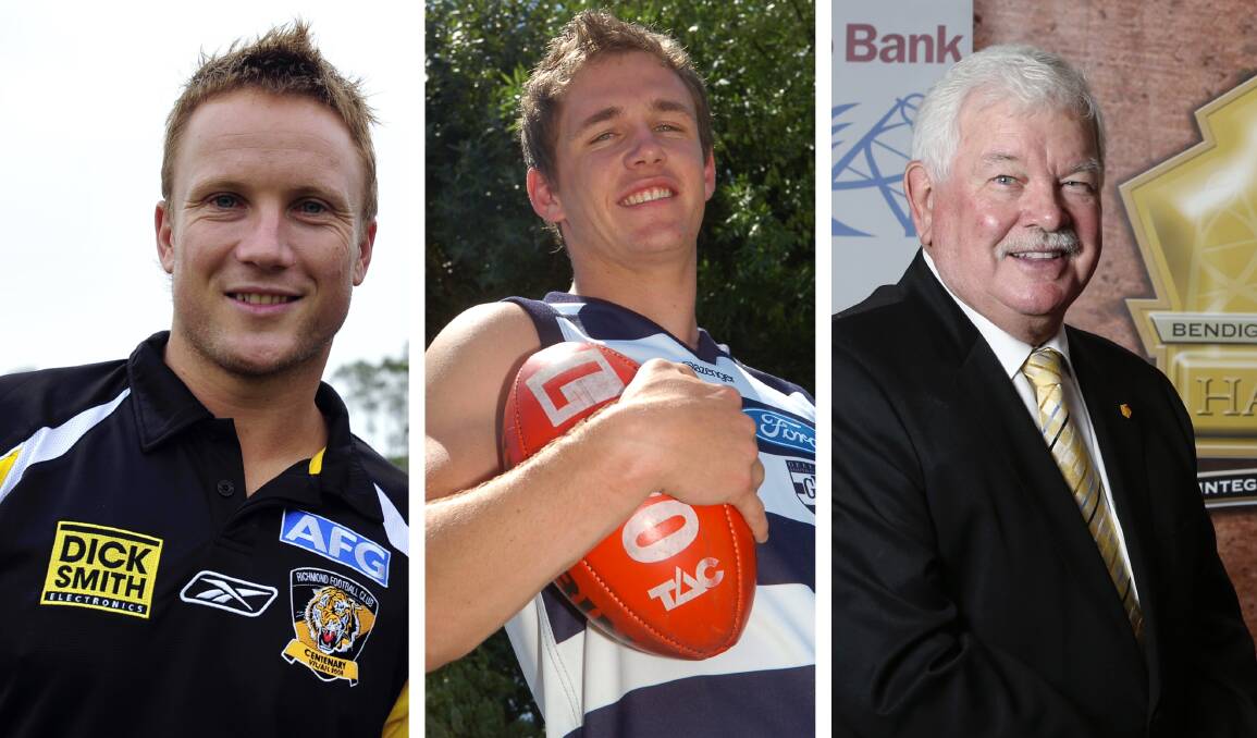 CHAMPIONS: Nathan Brown, Joel Selwood and Ron Best are in Kevin Sheedy's forward line for the best footballers from the Bendigo district.