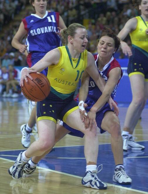 SILVER LINING: Kristi Harrower takes on the Slovakian defence at the Sydney Olympics.